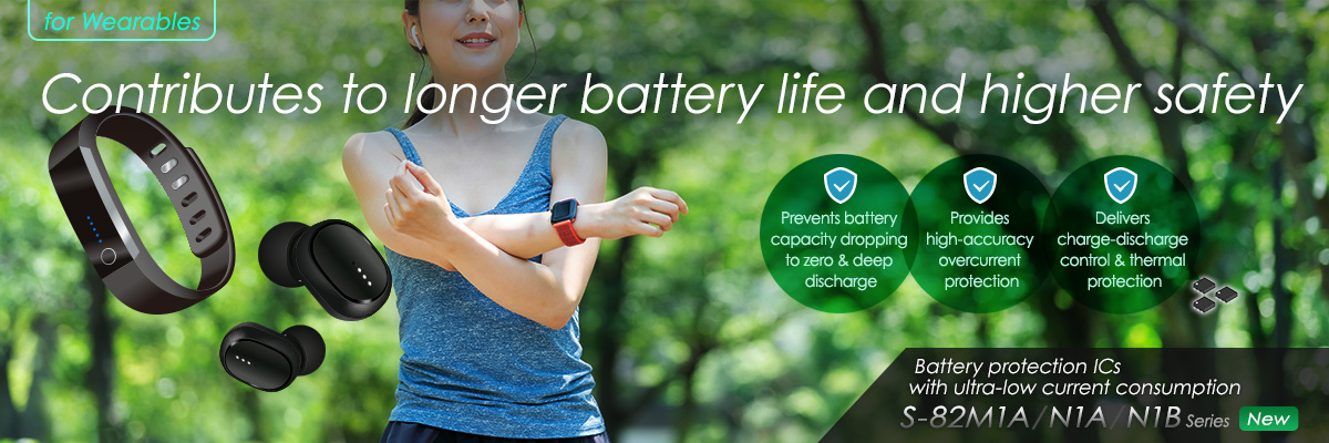 1-cell battery protection ICs with the world’s lowest* current consumption during operation of 990nA max. - S-82M1A/N1A/N1B 