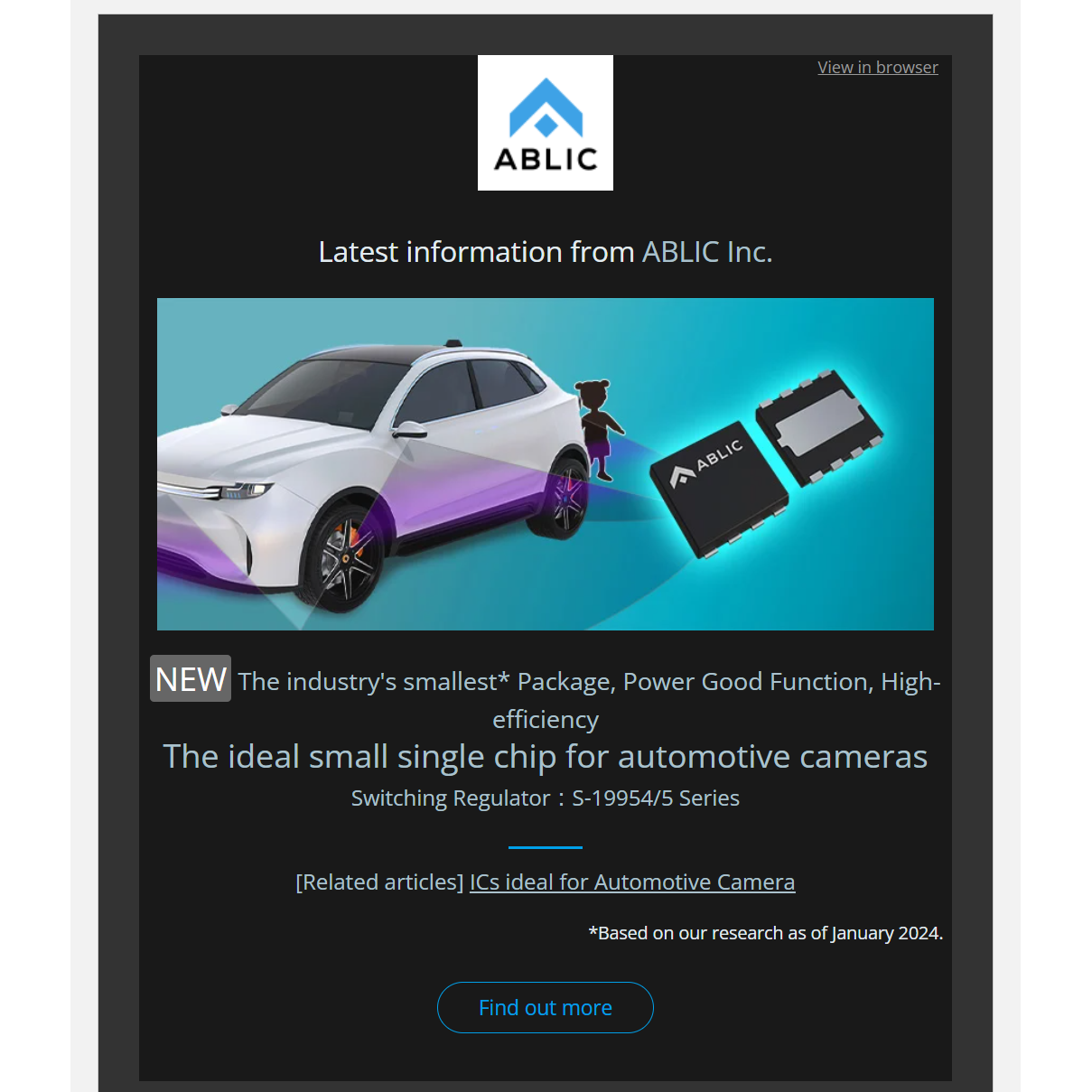 The ideal small single chip for automotive cameras