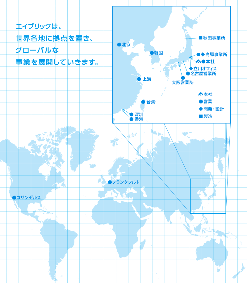 エイブリック 国内・海外拠点